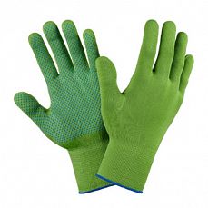 Перчатки нейлоновые микроточка с гелевым ПВХ покрытием,зеленые, кл13, размер 9 (5/200) 