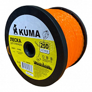 Леска для триммеров KUMA, квадратная, 2,4 мм, 250 м, оранжевая  