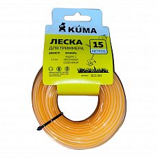 Леска для триммеров с нейлоновым сердечником, квадратная KUMA 3,0 мм, 15м (прозрачная)