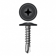 Саморез 4,2х32 мм, с прессшайбой, острый, RAL 9005 черный, 500 шт 