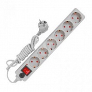 Сетевой фильтр шестиместный UNIVersal 967U-3010, 10 м, с/з, с выкл, з/ш, белый, ПВС 3*0,75, (1/15)