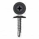 Саморез 4,2х32 мм, с прессшайбой, сверло, RAL 9005 черный, 500 шт 