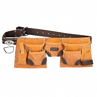 Пояс Kraftool для инструментов, натуральная кожа, 9 карманов, 1-38520 