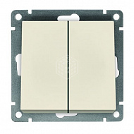 Выключатель 2-клавишный UNIVersal Афина, с/у, 10А, 220В, слоновая кость, без рамки, еврослот, A0023-I 