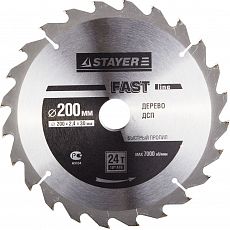 Диск STAYER "MASTER" FAST-Line пильный по дереву, 200х30мм, 24Т (1/6/36) 3680-200-30-24_Z