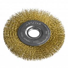 Щетка STAYER "PROFI" дисковая для УШМ, витая стальн, лат. пров.0,3мм, 150ммх22мм (1/12/72) 35122-150
