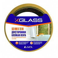 Лента клейкая X-Glass, двухсторонняя, на полипропиленовой основе, 50 мм, 10 м, 160383