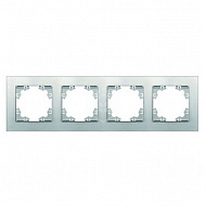 Рамка UNIVersal Афина, 4-местная, горизонтальная, серебро, A0046-S 