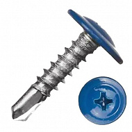 Саморез прессшайба, 4,2х19 мм, сверло, RAL 5005 синий, 1000 шт 