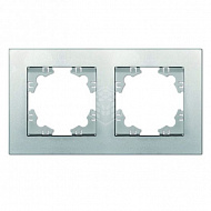 Рамка UNIVersal Афина, 2-местная, горизонтальная, серебро, A0044-S 