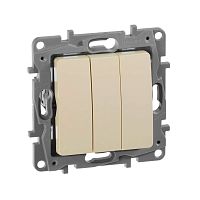 Выключатель трехклавишный Legrand Etika, 10 A, 250 В, слоновая кость 672313 Выключатель трехклавишный Legrand Etika, 10 A, 250 В, слоновая кость 672313