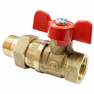 Кран шаровой латунный с американкой Valfex VF.227.LB1.034, вн-нр, ручка-бабочка, 3/4" 