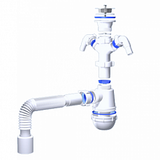 Сифон Ани Грот 1 1/2"х40 гидрозатвор 60мм, горловина сталь 2 отвода для стир.,посуд Ани пласт (1/25)