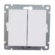 Выключатель 2-клавишный UNIVersal Афина, с/у, 10А, 220В, белый, без рамки, еврослот, A0023 