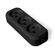 Колодка UNIVersal, 3 гнезда, б/з, AБС-пластик, черный, еврослот, 1305